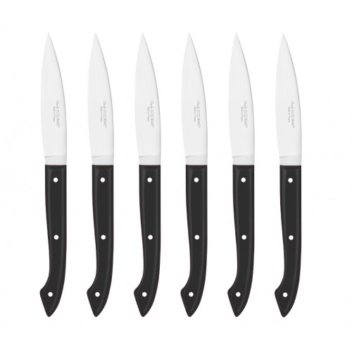 Laguiole 8-piece Serrated Steak Knife Set Stainless Steel Black wood handle  for sale online