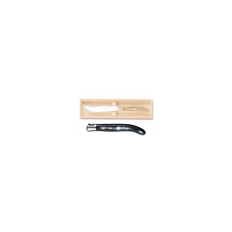 Wood box of Laguiole cheese knife stainless steel bolster ivory handle