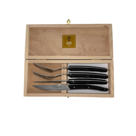 Wood box of 6 Thiers knives resin handle